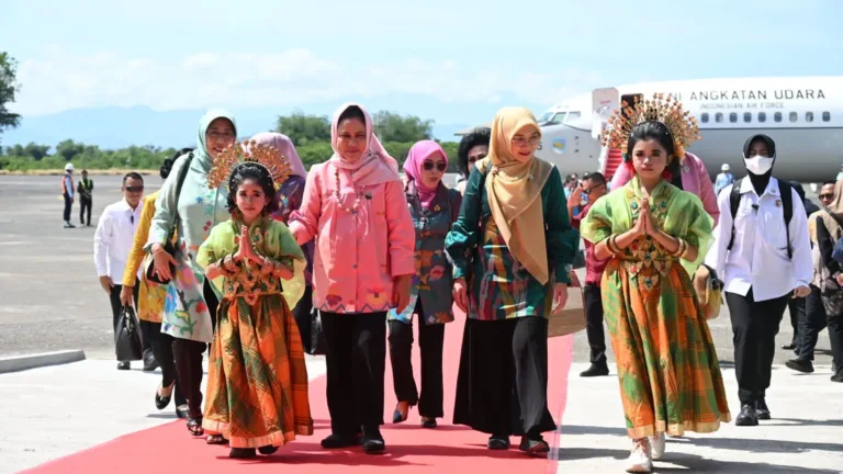 Ketua Pia Ardhya Garini Cabang 7 D/II Lanud Sultan Hasanuddin Sambut Kedatangan Ibu Negara Iriana Joko Widodo dan Ibu Wapres Wury Ma’ruf Amin 
