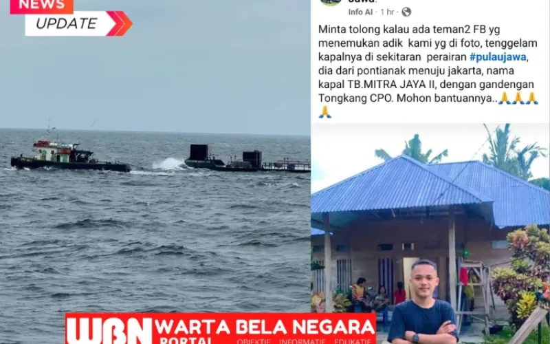 1 Orang Penumpang Kapal TB. Mitra Jaya II Masih Hilang