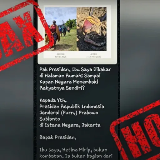 Isu Pembakaran Mama Hertina oleh TNI adalah Hoaks