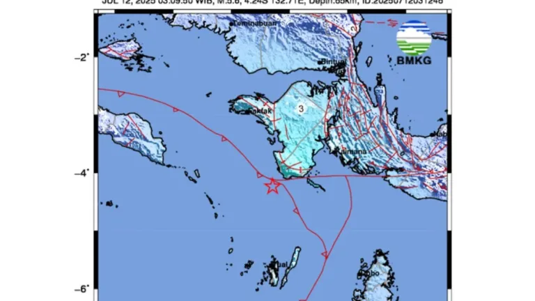 Gempa Magnitudo 5,6 Guncang Fakfak Papua Barat