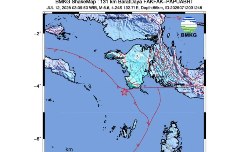 Gempa Magnitudo 5,6 Guncang Fakfak Papua Barat