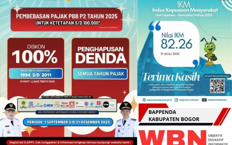 Bappenda Kabupaten Bogor Raih IKM 82,26 dan Perpanjang Relaksasi Pajak 2025