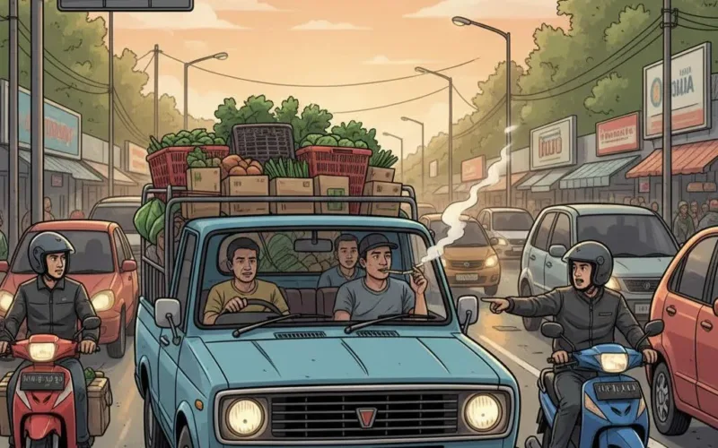 Respon Cepat Polres Garut, Tindaklanjuti Aduan Warga Sopir Pikc Up Meroko Sambil Berkendaraan