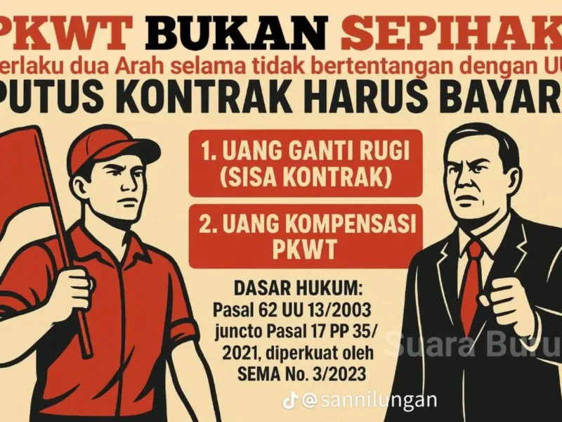 PKWT Bukan Sepihak ! Kontrak Di Putus Wajib Bayar ini : Uang Ganti Rugi Dan Kompensasi