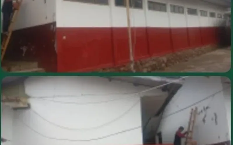 Pelaksanaan Pengecatan SDN 01 Hegarmanah, Belajar Tetap Kondusip