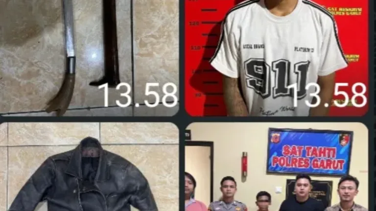 Sat Reskrim Polres Garut Amankan Pelaku Penganiayaan Pakai Golok Di Singajaya
