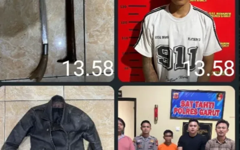 Sat Reskrim Polres Garut Amankan Pelaku Penganiayaan Pakai Golok Di Singajaya