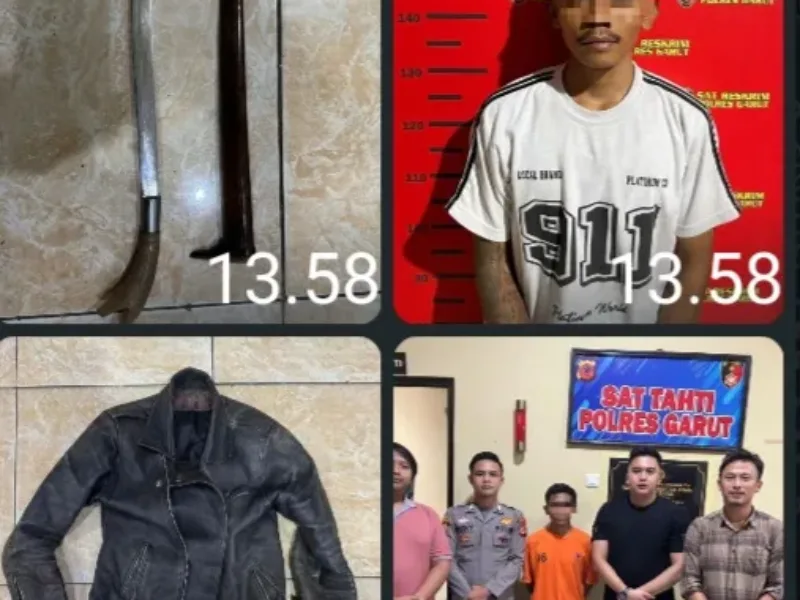 Sat Reskrim Polres Garut Amankan Pelaku Penganiayaan Pakai Golok Di Singajaya