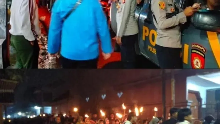 Polsek Wanaraja Sukses Mengawal Pawai Obor Menyambut Bulan Suci Ramadhan