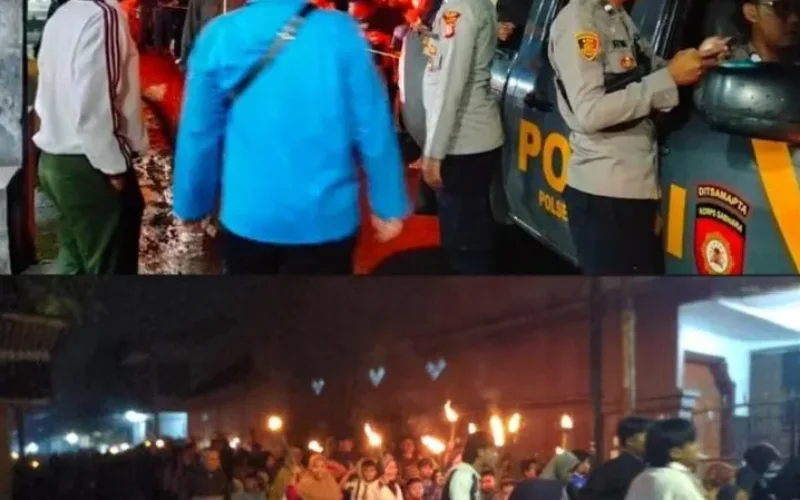 Polsek Wanaraja Sukses Mengawal Pawai Obor Menyambut Bulan Suci Ramadhan