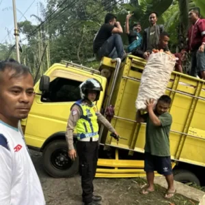 Polsek Kadungora Tangani Laka Tunggal Light Truck Di Jalan Raya Baru Kadungora