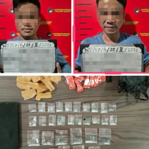 Polres Garut Ringkus Dua Pengedar Sabu, Puluhan Paket Siap Edar Berhasil Digagalkan