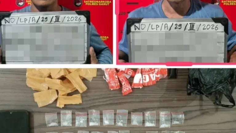 Polres Garut Ringkus Dua Pengedar Sabu, Puluhan Paket Siap Edar Berhasil Digagalkan