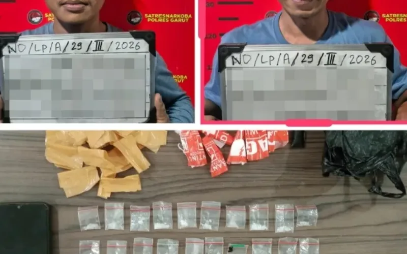 Polres Garut Ringkus Dua Pengedar Sabu, Puluhan Paket Siap Edar Berhasil Digagalkan
