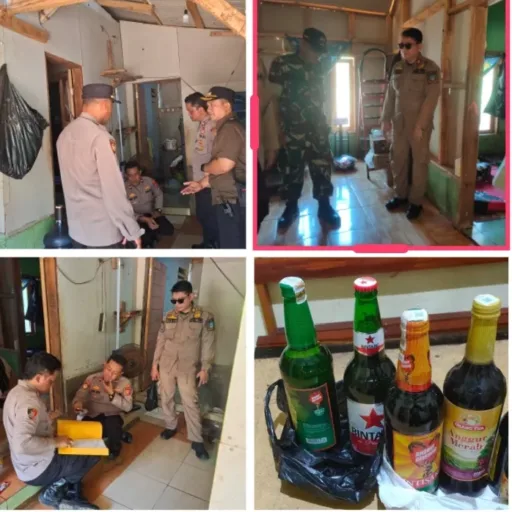 Polsek Cibalong Razia Sejumlah Minuman Keras Di Dua Lokasi