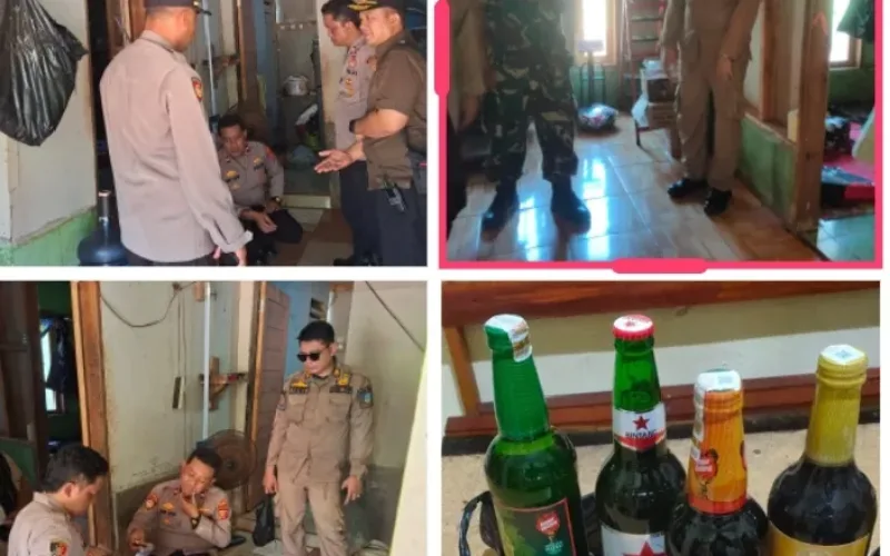 Polsek Cibalong Razia Sejumlah Minuman Keras Di Dua Lokasi
