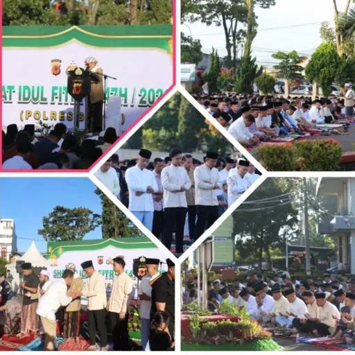 Polres Garut Gelar Sholat Idul Fitri Di Lapangan Mapolres, Pererat Kebersamaan Dengan Warga