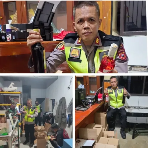 Polsek Cibatu Amankan Ratusan Botol Miras Pada Malam Takbiran