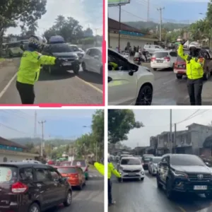 Arus Balik Mulai Padat, Sat Lantas Polres Garut Terapkan CB Pengurasan Di Jalur Tasik-Bandung