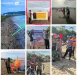 Polsek Wilayah Garut Selatan Pasang Bendera Merah Putih Di Pantai Selatan, Wisatawan Diimbau Tidak Berenang Terlalu Tengah