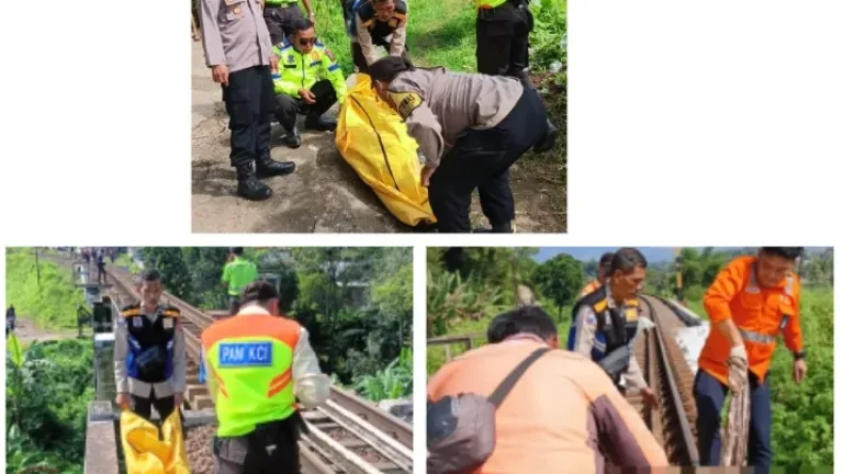 Polsek Leuwigoong Evakuasi Korban Tertabrak Kereta Api di Jembatan Rel