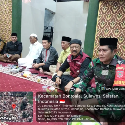 Babinsa Koramil 1408-04/Bontoala Hadiri Safari Ramadan 1447 H di Masjid Nurul Wathan Di kecamatan Bontoala