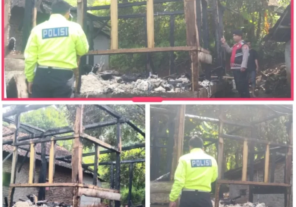 Polsek Limbangan Tangani Kebakaran Rumah Panggung, Diduga Akibat Ledakan Korek Gas