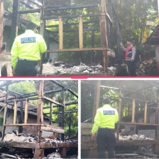 Polsek Limbangan Tangani Kebakaran Rumah Panggung, Diduga Akibat Ledakan Korek Gas