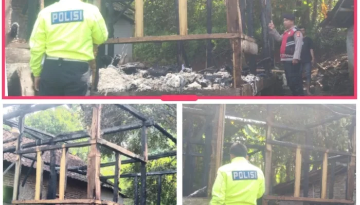 Polsek Limbangan Tangani Kebakaran Rumah Panggung, Diduga Akibat Ledakan Korek Gas