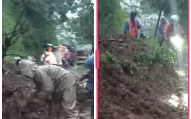 Hujan Deras Picu Longsor di Pamulihan, Polisi Sigap Cek Lokasi Bencana