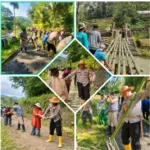 Respons Cepat Bencana, Polri dan Warga Dirikan Jembatan Darurat di Garut.