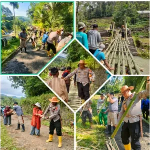 Respons Cepat Bencana, Polri dan Warga Dirikan Jembatan Darurat di Garut.