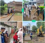 Banjir Rendam Permukiman di Karangpawitan, Polsek Karangpawitan Sigap Cek TKP dan Lakukan Penanganan