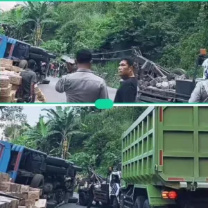 Lakalantas Kontainer Pengangkut Minyak Terguling di Nagreg
