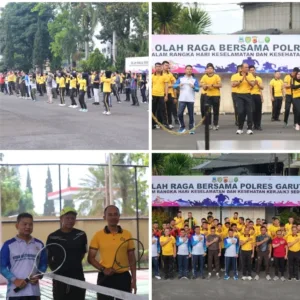 Polres Garut Gelar Olahraga Bersama TNI, Polri dan Pemda dalam Rangka Hari K3 Sedunia