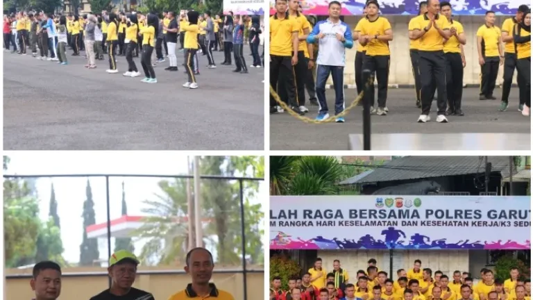Polres Garut Gelar Olahraga Bersama TNI, Polri dan Pemda dalam Rangka Hari K3 Sedunia
