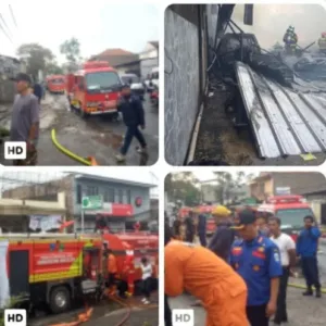 Kebakaran Hebat Hanguskan Toko Material dan Mebel dua Unit Mobil Terbakar,Damkar Gerak Cepat Selamatkan 4 Truk