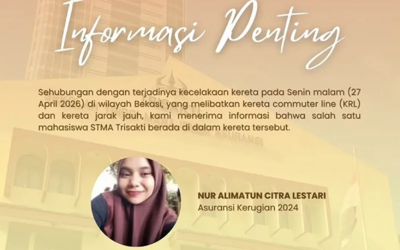 Mahasiswi STMA Trisakti Hilang Usai Kecelakaan Kereta Bekasi