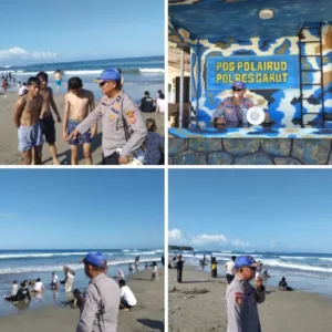 Satpolairud Polres Garut Intensifkan Patroli dan Himbauan di Pantai Karang Papak Selama Long Weekend