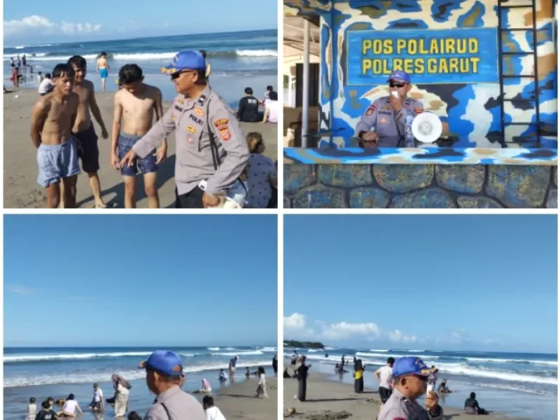 Satpolairud Polres Garut Intensifkan Patroli dan Himbauan di Pantai Karang Papak Selama Long Weekend