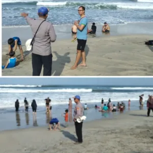 Patroli Pantai Karangpapak, Sat Polairud Polres Garut Imbau Wisatawan Utamakan Keselamatan