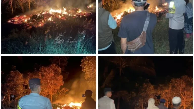 Polsek Bungbulang Sigap Tangani Kebakaran Rumah Panggung di Desa Sinarjaya