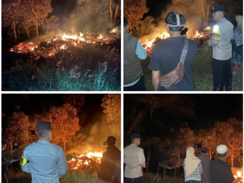Polsek Bungbulang Sigap Tangani Kebakaran Rumah Panggung di Desa Sinarjaya