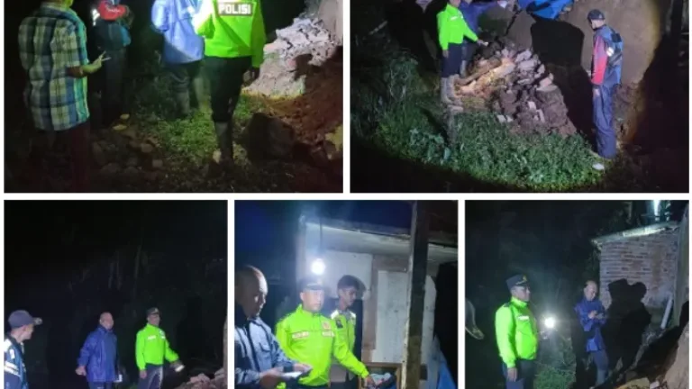 Polisi dan Forkopimcam Banjarwangi Gerak Cepat Cek Rumah Roboh Akibat Hujan Deras di Tanjungjaya