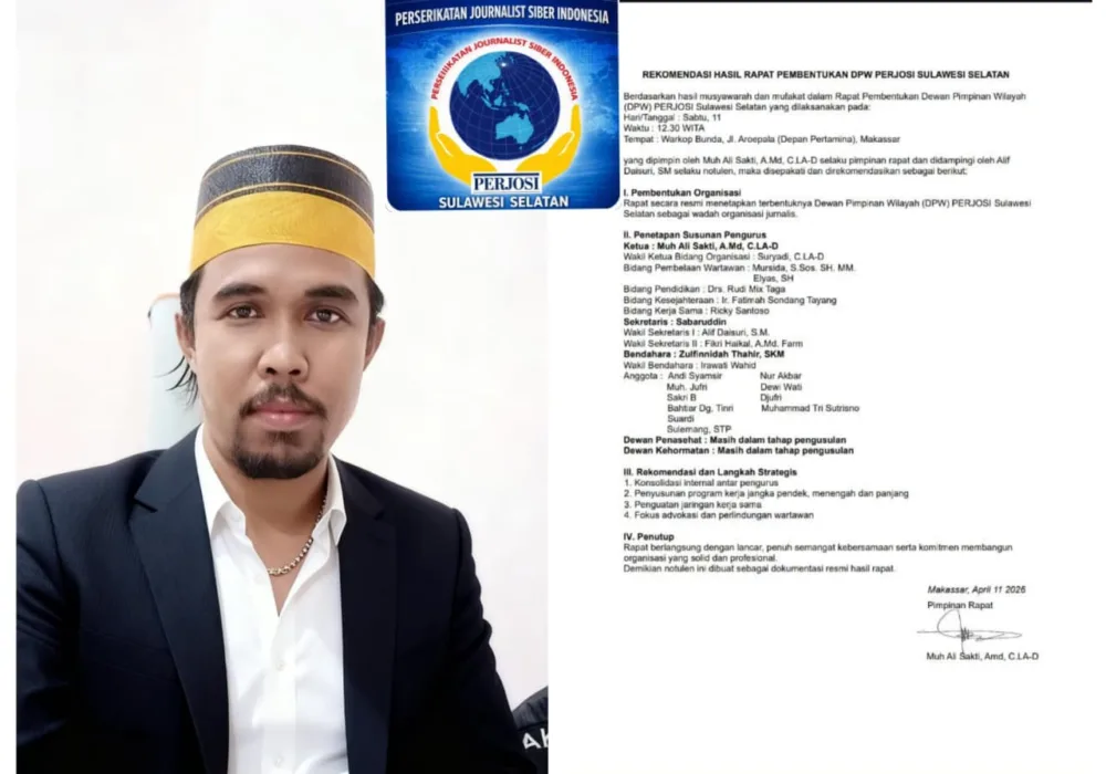DPW PERJOSI Sulsel Resmi Terbentuk, Muh Ali Sakti Pimpin Pengurus Siap Majukan Dunia Jurnalistik