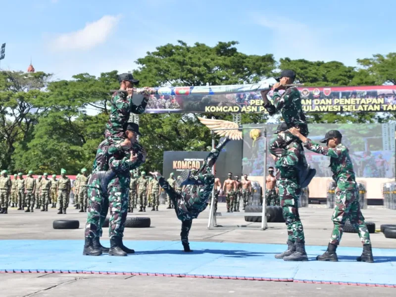 Sinergitas Kuat TNI-Pemerintah: Geladi Bersih Upacara Penyumpahan dan Penetapan Komcad ASN Sulsel TA 2026 Digelar