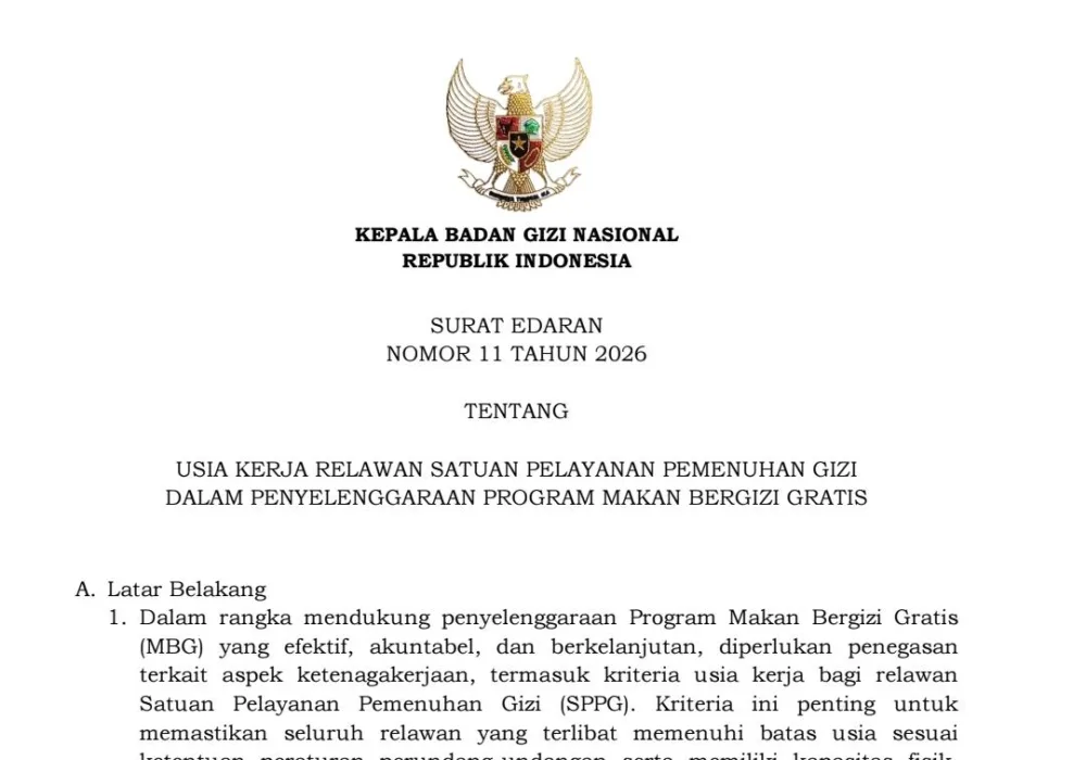 Relawan SPPG Resah soal Usia, Ini Isi Lengkap Edaran Baru BGN