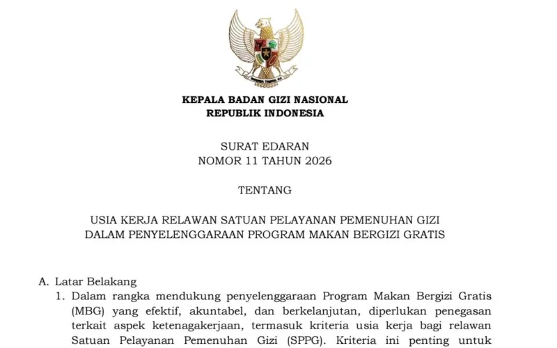Relawan SPPG Resah soal Usia, Ini Isi Lengkap Edaran Baru BGN