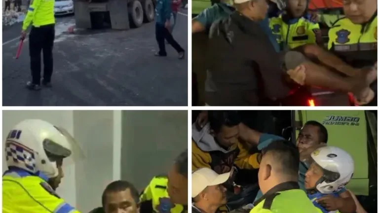 Polisi Lakukan Evakuasi Laka Lantas di Malangbong 