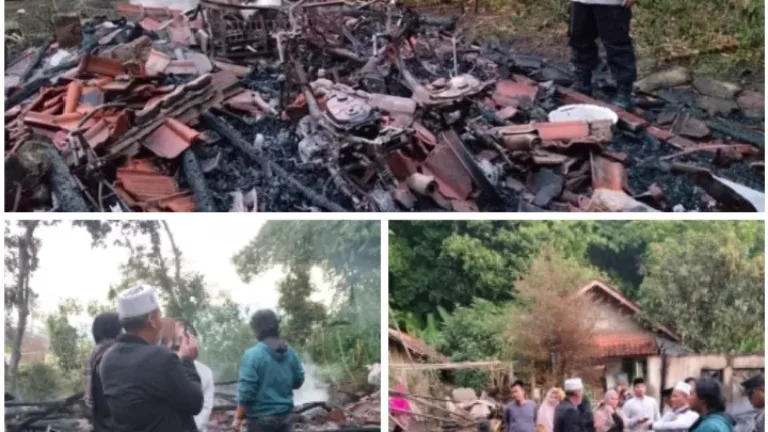 Polisi Cek Lokasi Kejadian Kebakaran Rumah Panggung di Banyuresmi, Diduga Akibat Korsleting Listrik